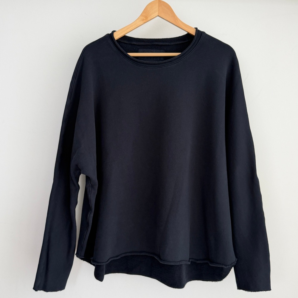 Frank & Eileen Sweater Womens Medium Black Anna Long Sleeve Capelet Sweatshirt